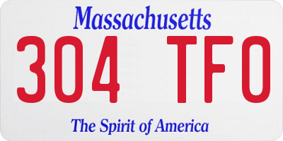 MA license plate 304TF0