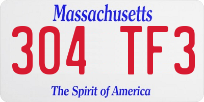 MA license plate 304TF3