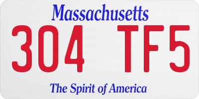 MA license plate 304TF5