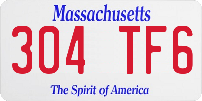MA license plate 304TF6