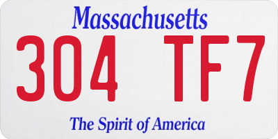 MA license plate 304TF7