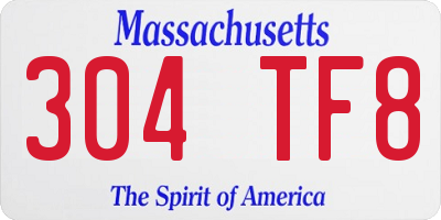 MA license plate 304TF8