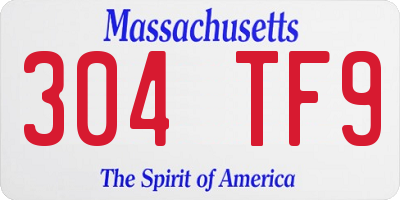 MA license plate 304TF9