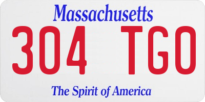 MA license plate 304TG0