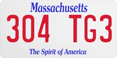 MA license plate 304TG3
