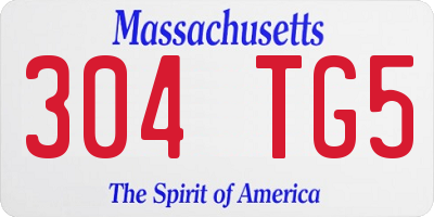 MA license plate 304TG5