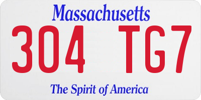 MA license plate 304TG7