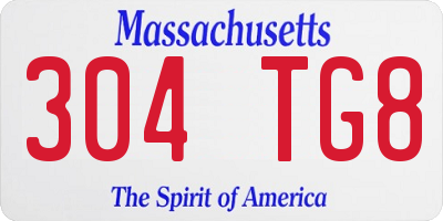 MA license plate 304TG8