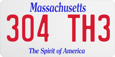 MA license plate 304TH3