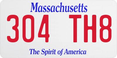 MA license plate 304TH8