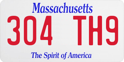 MA license plate 304TH9