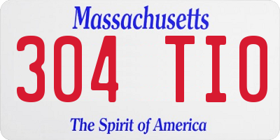MA license plate 304TI0