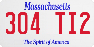 MA license plate 304TI2