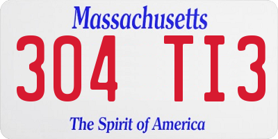 MA license plate 304TI3
