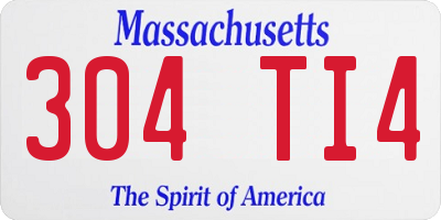 MA license plate 304TI4