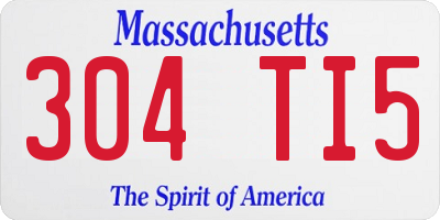 MA license plate 304TI5