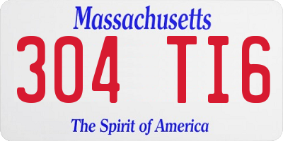 MA license plate 304TI6