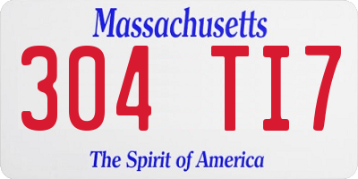 MA license plate 304TI7