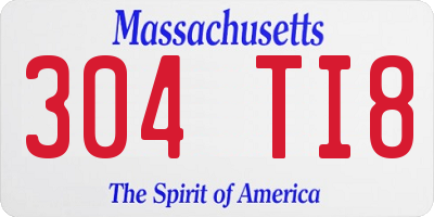 MA license plate 304TI8