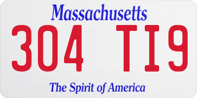 MA license plate 304TI9