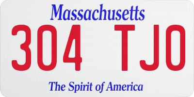 MA license plate 304TJ0
