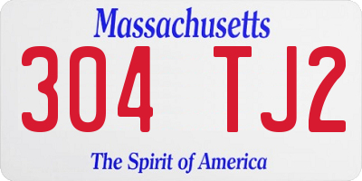 MA license plate 304TJ2