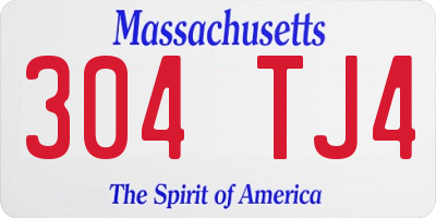 MA license plate 304TJ4