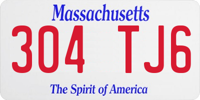 MA license plate 304TJ6