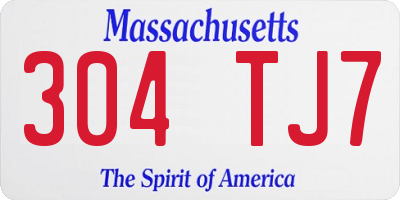 MA license plate 304TJ7