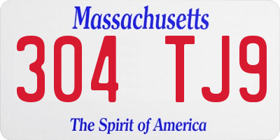 MA license plate 304TJ9