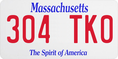 MA license plate 304TK0