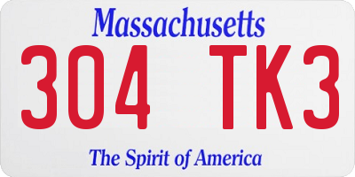 MA license plate 304TK3