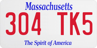 MA license plate 304TK5