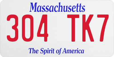 MA license plate 304TK7
