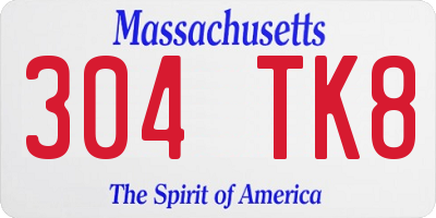 MA license plate 304TK8