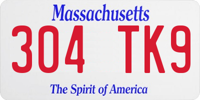 MA license plate 304TK9