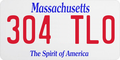 MA license plate 304TL0