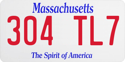MA license plate 304TL7