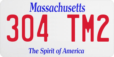 MA license plate 304TM2