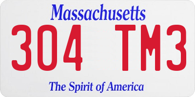MA license plate 304TM3