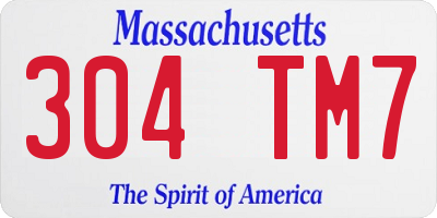 MA license plate 304TM7