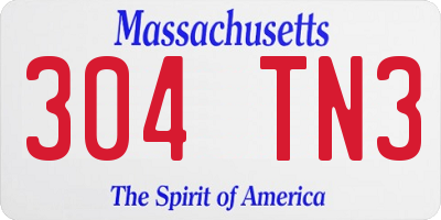 MA license plate 304TN3