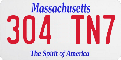 MA license plate 304TN7