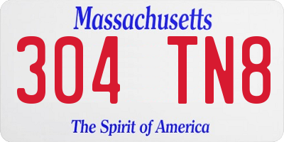 MA license plate 304TN8