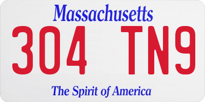 MA license plate 304TN9
