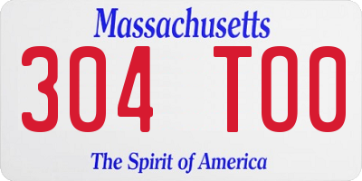 MA license plate 304TO0