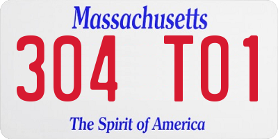 MA license plate 304TO1