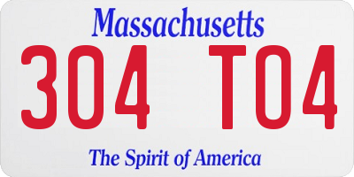 MA license plate 304TO4