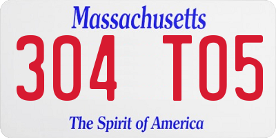 MA license plate 304TO5