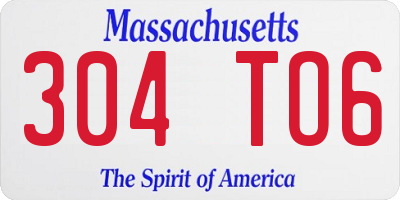 MA license plate 304TO6